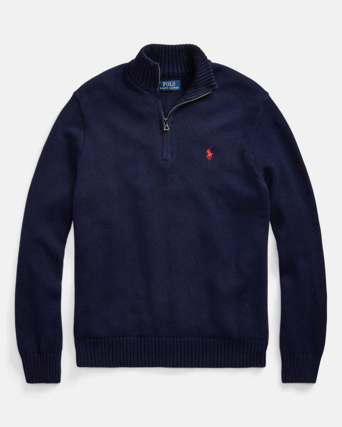 Quarter-Zip Ribbed Cotton Sweater