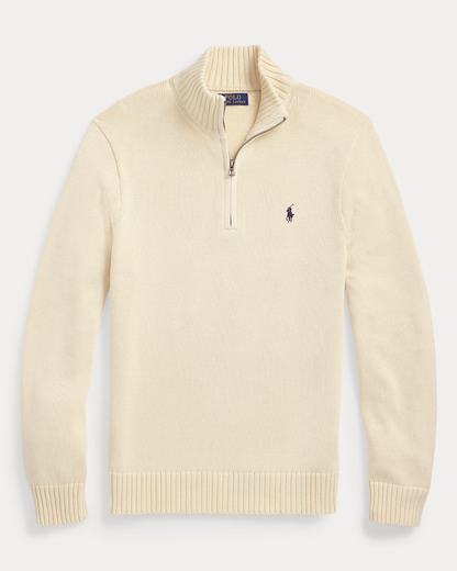 Quarter-Zip Ribbed Cotton Sweater