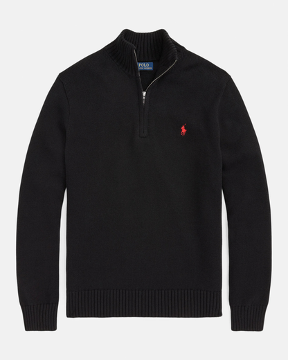 Quarter-Zip Ribbed Cotton Sweater